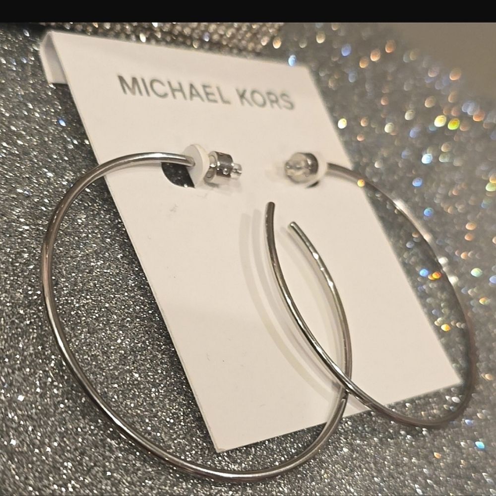 Michael Kors Silver Hoop Earrings - Picture 8 of 9